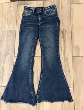 Flying Monkey Dark Blue High-Rise Flared Jeans